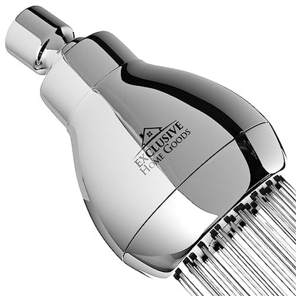 High Pressure Shower Head - Powerful Deluxe Bathroom Showerhead with Strong Spray Stream and Small Silicone Nozzles - Universal Fit Works with High and Low Water Flow Showers (Chrome)-1.8 GPM - color: Chrome, size: 1.8 GPM