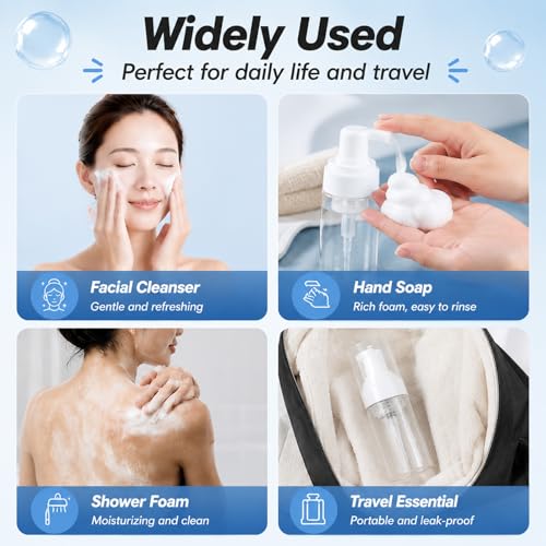 Rayyl 7oz Foaming Dispenser Bottle 2Pcs Transparent Empty Spray Pump Bottles Leak-Resistant Travel Portable Foam Bottle Hand Soap Shampoo Travel Size Mousse & Cleaning Solutions - size: 200ml-2Pcs