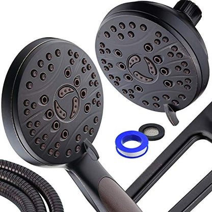 High Pressure 48-mode Luxury 3-way Combo with Adjustable Extension Arm – Dual Rain & Handheld Shower Head – Extra Long 6 Foot Stainless Steel Hose – All Oil Rubbed Bronze Finish – Top US Brand - color: Oil Rubbed Bronze