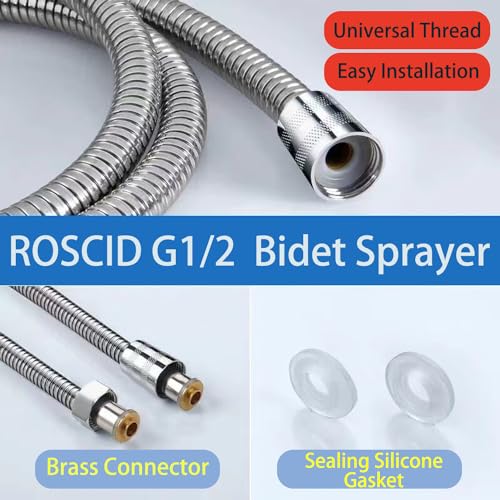 Handheld Bidet Sprayer Attachment Set G1/2 Toilet Bidet with 2M Hose - color: Silver
