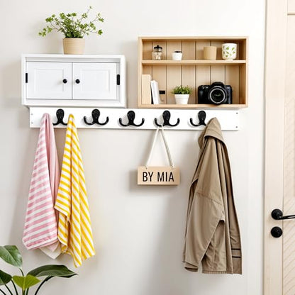 Coat Hooks Wall Hooks for Hanging - 15 Pack Black Double Prong Hook Wall Mounted - Great for Living Room, Bedroom, Entryway, Closet for Coat, Bag, Towel, Hat, Key, Cup, Heavy-Duty, Easy to Install - color: 15pcs Black