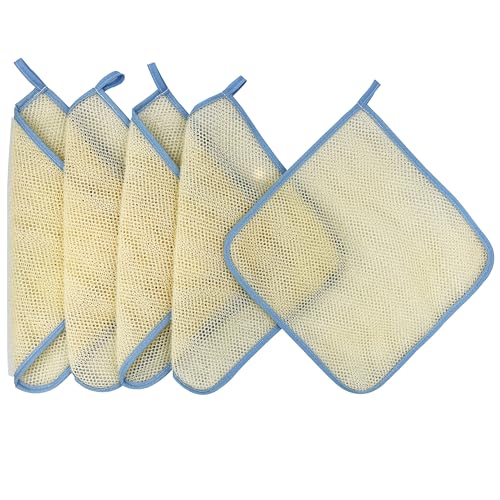5 Pack Double Layer Home Spa Bath Shower Exfoliate Exfoliating Massage Body Skin Care Scrub Scrubber Washcloth Wash Cloths Towel Exfoliator Smoother