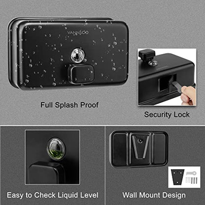 Wall Mounted Commercial Soap Dispenser Bathroom, Horizontal Black | 1100ml 37oz Stainless Steel Liquid Hand Sanitizer Dispenser - color: Horizontal Black