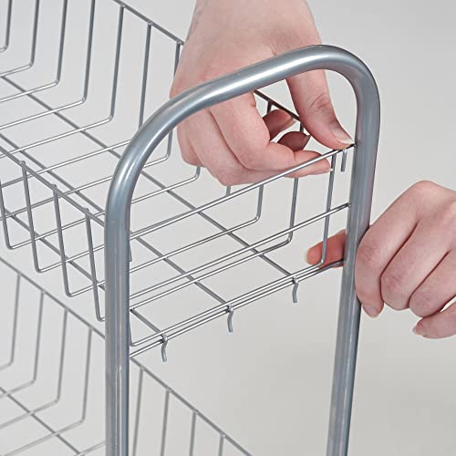 Household Essentials Slim Storage Cart, 3 Shelf Storage Cart with Wheels, Perfect for Laundry Rooms, Bathrooms, Pantries, Kitchens and More - style: 7" Silver - Basic
