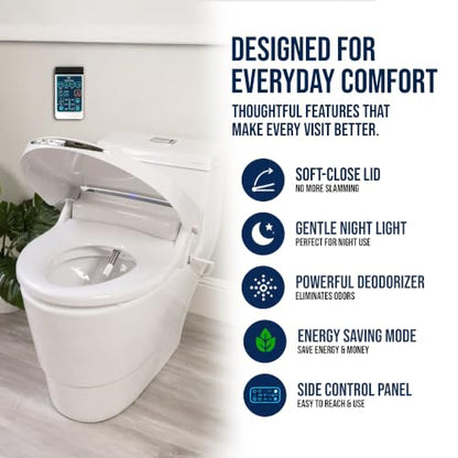 BidetMate 2000 Series Electric Bidet Toilet Seat, Air Dryer, Deodorizer | Heated Water & Seat, Unlimited Warm Water Wash, Self Cleaning Nozzle, Wireless Remote Bidet Seat, Fits Elongated Toilets - style: 2000 Series | Elongated | Remote