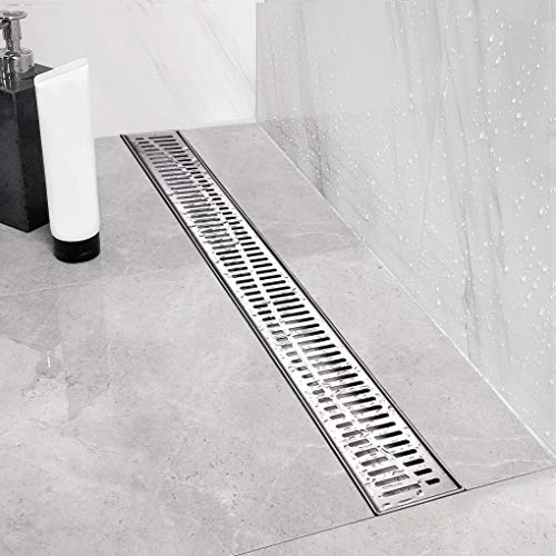Neodrain 36" Linear Shower Drain with Removable Wave Pattern Grate,Brushed | Professional Brushed 304 Stainless Steel Rectangle Shower Floor Drain Manufacturer,with Leveling Feet, Hair Strainer - size: 36 In