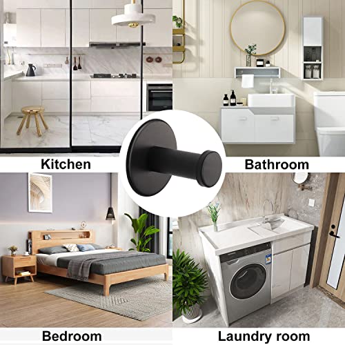 Bath Towel Hooks, 4 Pack Self Adhesive Coat Hooks, Sturdy No Drilling Robe Hook, SUS 304 Stainless Steel Heavy Duty Clothes Hanger, Wall Hooks for Bathroom Bedroom Kitchen (2 in, Black) - color: Black-4