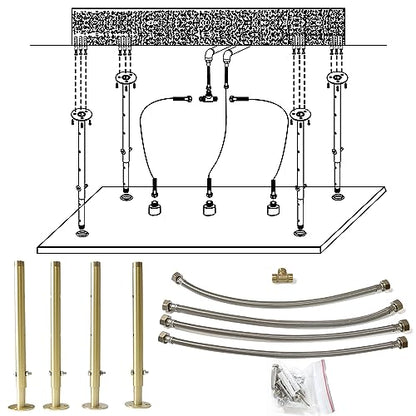 2 Modes Luxury High Pressure Rain Shower Head, 16"x32" Super Large Ceiling Full Body Shower Head with Silicone Nozzles Rectangle Mist Showerhead, Brushed Gold Finish - color: Brushed Gold, style: 2 Modes - Rainfall&Mist