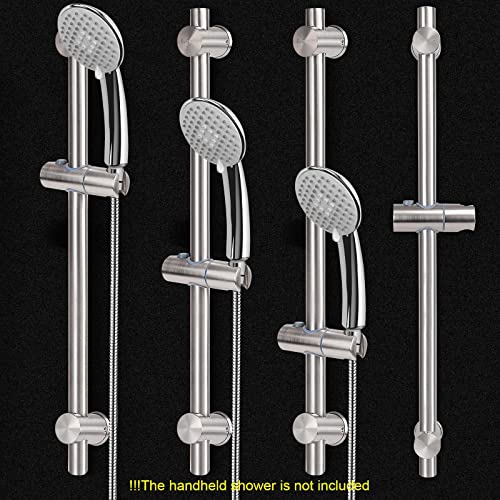 NearMoon Slide Bar with Height/Angle Adjustable Handheld Shower Holder, Bathroom SUS 304 Stainless Steel Head Holder for Bath (Screw Mounted, Brushed Nickel) - color: Brushed Nickel, style: Screw Mounted