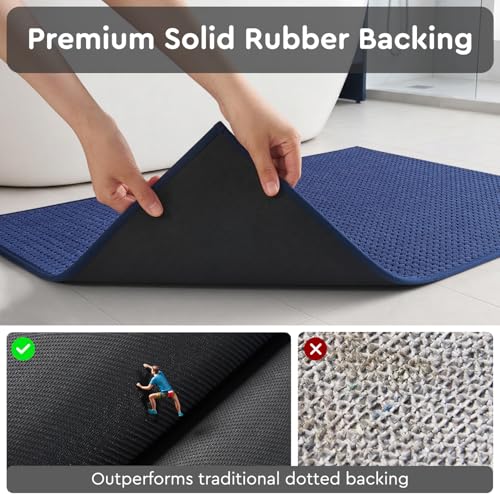 tchdio Bathroom Runner Rug, Absorbent Washable Thin Bath Mat, Non Slip Quick Dry Bath Rugs with Solid Rubber Backing, Low Profile Bath Mat, Blue, 24" x 48" - color: Blue, size: 4' x 2' (Rectangular)