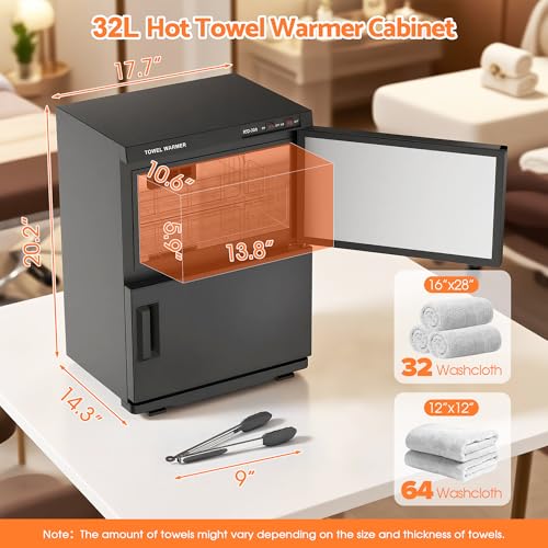 Double Hot Towel Warmer for SPA Professional Towel Heater Machine for Bathroom Salon Barber Estheticians 32L,Black