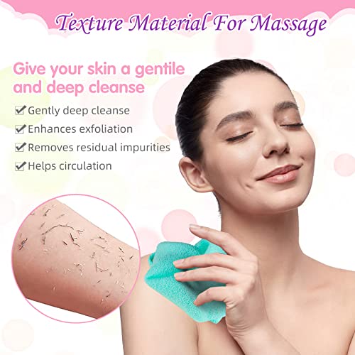 Moukeren Exfoliating Back Scrubber with Handles 4 Pack Nylon Back Exfoliator Extended Length Washers Scrubbers Stretchable Pull Strap Exfoliating Washcloth(Dark Blue, Gray, Beige, Pink) - color: Dark Blue, Gray, Beige, Pink
