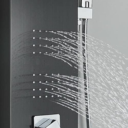 Black Shower Panel Tower Massage Body Jets System Rain Waterfall Mixer Hand Shower