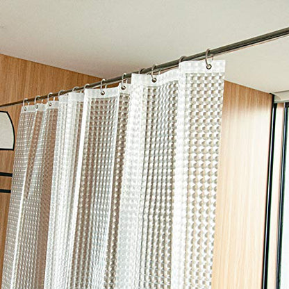 NTBAY EVA Shower Curtain Liner, 72 x 72, 6 Gauge, Clear Water Cube | Water-repellent EVA Liner with 3 Bottom Magnets, 12 Reinforced Grommets, and 12 Plastic Hooks - color: Clear Patterned, size: 72"W x 72"L (Pack of 1)