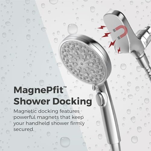 Pfister HydroFuse Handheld Shower Head with Magnetic Docking 6-Function High Pressure 2.5 GPM Polished Chrome Finish Hose Included for Bathroom Shower 016HFM01CC - color: Polished Chrome, size: 2.5 GPM