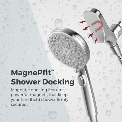 Pfister HydroFuse Handheld Shower Head with Magnetic Docking 6-Function High Pressure 2.5 GPM Polished Chrome Finish Hose Included for Bathroom Shower 016HFM01CC - color: Polished Chrome, size: 2.5 GPM