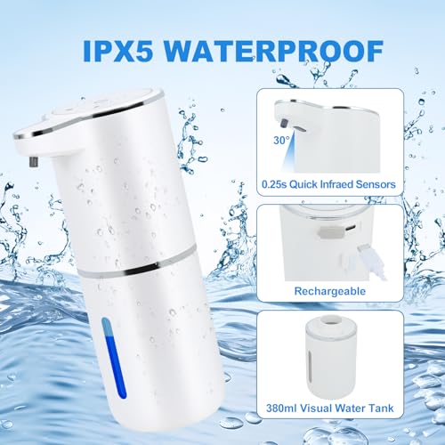 Automatic Soap Dispenser Touchless, Liquid Hand Soap Dispenser for Bathroom | Adjustable Volume for Thick & Thin Liquid, USB Rechargeable Electric Hands Free Dish Soap Dispenser for Kitchen