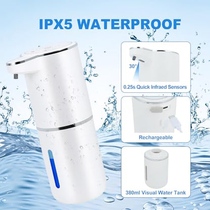 Automatic Soap Dispenser Touchless, Liquid Hand Soap Dispenser for Bathroom | Adjustable Volume for Thick & Thin Liquid, USB Rechargeable Electric Hands Free Dish Soap Dispenser for Kitchen