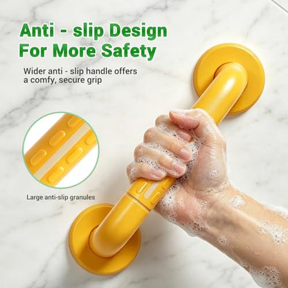 2 Pack Anti Bathroom Grab Rail,12inch Yellow Stainless Steel Shower Hand Rail,Safety Hand Rail Support for Elderly, Children and Disability