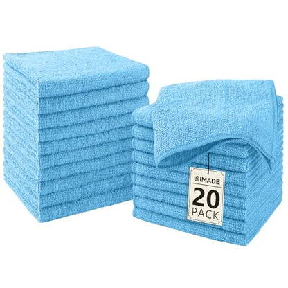Washcloths 20 Pack Face Towels (12" x 12"), Highly Soft Wash Cloths | Hand Towels, Fast Drying Multi-Purpose Microfiber Cleansing Cloths for Bathroom, Hotel, Spa, and Salon Blue - color: Blue, size: 20Pack