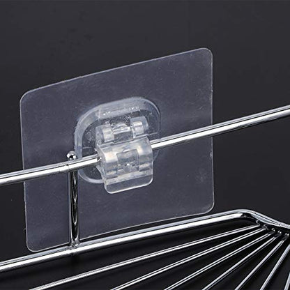 Yctze Corner Shower Shelf, Punch Free Stainless Steel Bathroom Storage Shelf, Cosmetic Organizer Rack Floating Wall with Adhesive for Kitchen Dormitory