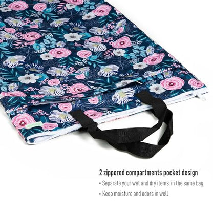 wegreeco Reusable Hanging Wet Dry Cloth Diaper Bag (Flower-1) - color: Flower-1