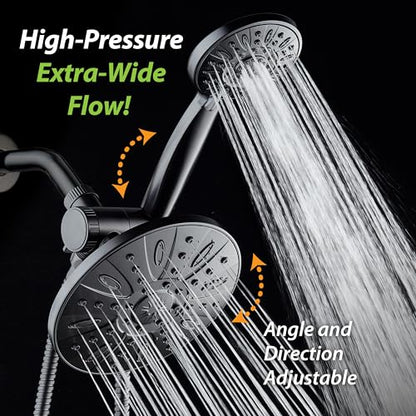 AquaDance 7" Premium High Pressure 3-way Rain & Handheld Shower Head Combo | Enjoy Luxury 7-inch Showerhead & 6-mode Hand Shower Separately or Together! Premium Stainless Steel Hose - Black - color: Matte Black, size: 2.5 Gallons Per Minute