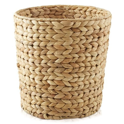 Casafield Water Hyacinth Waste Basket - Natural, Woven Wicker Trash Can for Bathroom, Bedroom, Laundry Room, Home Office - color: Natural