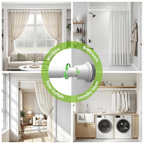 1 Pack Tension Curtain Rods 31-62 Inch White Adjustable Spring Tension Rods 7/8 Inch Diameter Shower Curtain Rod No Drilling for Window, Bathroom, Closet, Room Divider - color: White, size: 31" to 62"-1Pcs