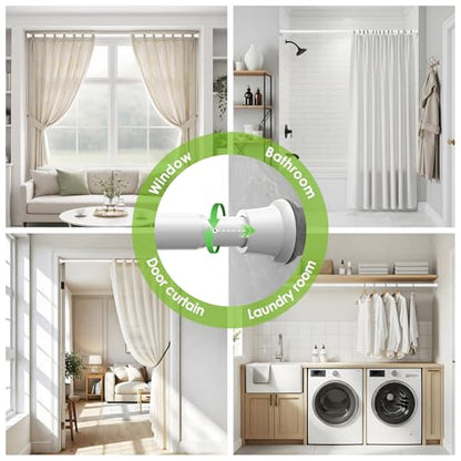 1 Pack Tension Curtain Rods 31-62 Inch White Adjustable Spring Tension Rods 7/8 Inch Diameter Shower Curtain Rod No Drilling for Window, Bathroom, Closet, Room Divider - color: White, size: 31" to 62"-1Pcs