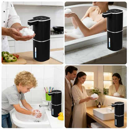 Automatic Foaming Soap Dispenser, Touchless Hand Soap Dispenser, USB Rechargeable, 4 Adjustable Levels, 14.2 oz (420 ml) Large Capacity, for Bathroom, Kitchen & School (Black, Foaming) - color: Black, size: Foaming