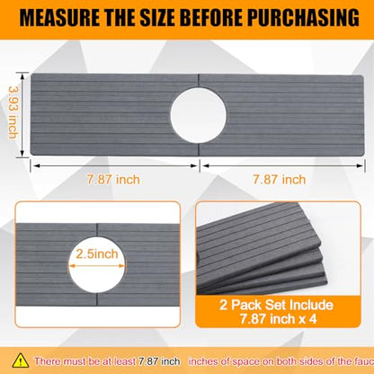 2 Pack Stone Faucet Mat for Kitchen Faucet Sink, 15x4 Inches, Dark Grey | Olldag Quick Drying Splash Guard Water Protector & Drip Catcher for Bathroom Counter - size: 15.7x4 Inches