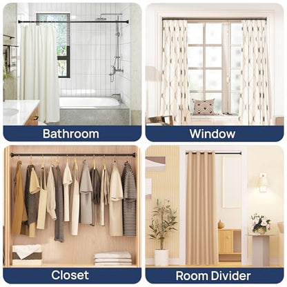 ENJOYBASICS 2 Pack Tension Curtain Rod, 32-78" Adjustable, Stable, Black | Secure Hold with Strong Spring & Non-Slip Ends, No-Drill, No Tools, Sag-Resistant, Waterproof, Fits Windows, Showers & Closet - color: Black, size: 32-78"