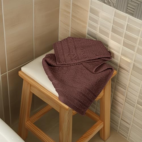 6 Piece Hand Towels Set 16 x 28 Inches, Brown | 100% Cotton, Lighter Weight, Quick to Dry, 16 x 28 Inches, Super Soft & Absorbent, Perfect for Bathroom & Kitchen - color: Brown
