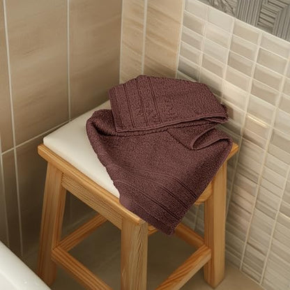 6 Piece Hand Towels Set 16 x 28 Inches, Brown | 100% Cotton, Lighter Weight, Quick to Dry, 16 x 28 Inches, Super Soft & Absorbent, Perfect for Bathroom & Kitchen - color: Brown