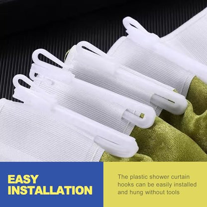80 Pcs Adjustable Pinch Pleat Curtain Hooks, Heavy Duty Plastic Drapery Hooks for Pleated Drapes. DIY Pinch Pleated Hooks for Curtains, Window, Door & Shower (White)
