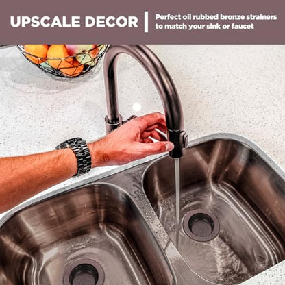 2 Pcs Sink Strainer Stainless Steel Kitchen Sink Drain Strainer Basket Cover Mesh Hair Food Catcher, Large Wide Rim of 4.4 Diameter(Oil Rubbed Bronze) - color: Oil Rubbed Bronze