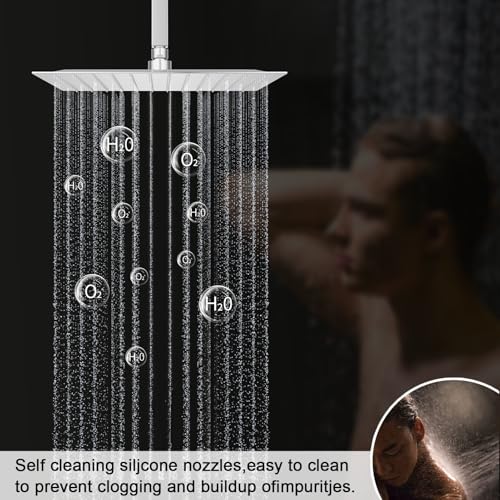 Polished Chrome Shower System with 3 Rain Shower Head(12+8+8 inch), Handheld Spray, 4 Way Smart Temperature Display Shower Faucet set - color: Chrome, size: 12+8+8 inch