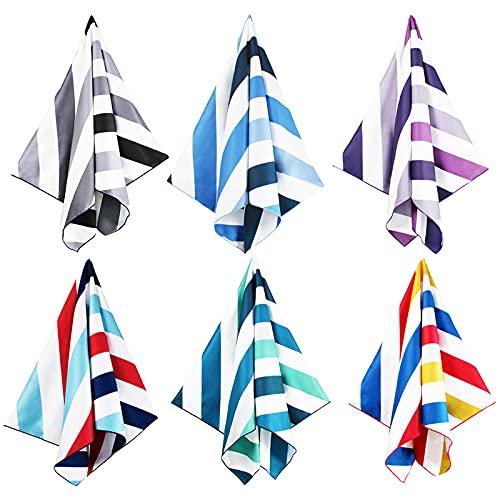 Whale Flotilla 6 Pack Quick Dry Beach Towels Oversized (35"x70"), Microfiber Sand-Free Beach Towel Set, Extra Large Compact Pool Travel Accessories, Navy/Black/Summer/Aqua/Blue/Purple - color: Navy/ Black/ Summer/ Aqua/ Blue/Purple, size: 70.00" x 35.00"