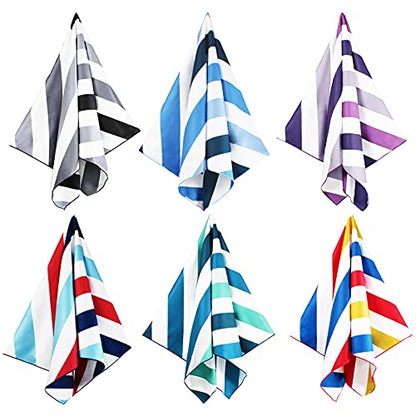 Whale Flotilla 6 Pack Quick Dry Beach Towels Oversized (35"x70"), Microfiber Sand-Free Beach Towel Set, Extra Large Compact Pool Travel Accessories, Navy/Black/Summer/Aqua/Blue/Purple - color: Navy/ Black/ Summer/ Aqua/ Blue/Purple, size: 70.00" x 35.00"