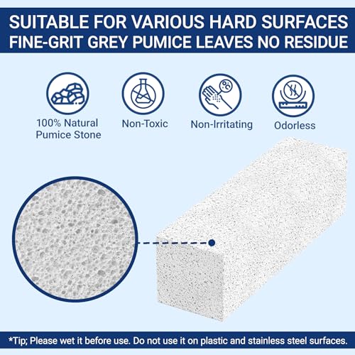 2 Pack Pumice Stone for Toilet Cleaning, Extra Long Handle for Removing Bowl Ring, Pool, Bathroom, Toilet Brush (White) - color: White
