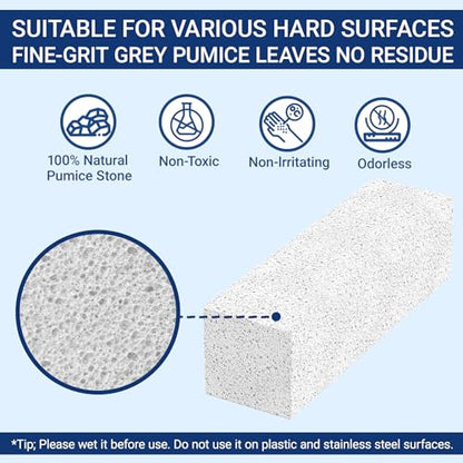 2 Pack Pumice Stone for Toilet Cleaning, Extra Long Handle for Removing Bowl Ring, Pool, Bathroom, Toilet Brush (White) - color: White