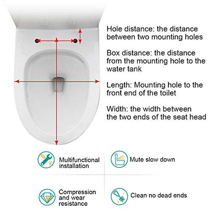 White Soft Close Toilet Seat - 16.9x13.6, Elongated Square Design, Easy Installation & Cleaning, Durable & Stylish Bathroom Upgrade