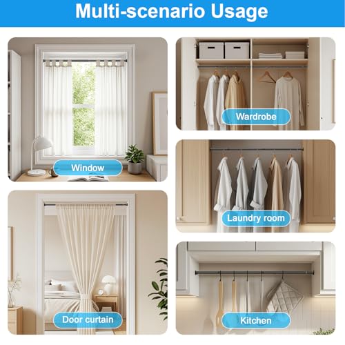 MEXAU 1 Pack Black Spring Tension Curtain Rods 16-37 Inch Small Shower Rod | Adjustable Tension Rods No Drilling for Window, Bathroom, Closet, 7/8"Spring Tension Rods,Small Shower Curtain Rod,Iron - color: Black-1P, size: 16-37 inch