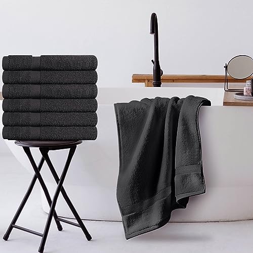 Towel and Linen Mart 100% Cotton Grey 6 Pack Medium Bath Towel Set, Quick Dry, Super Absorbent, Light Weight, Soft Feel, Premium Towels for Hotel, Spa and Bathroom (24 X 48 6 Pack, Grey) - color: Grey