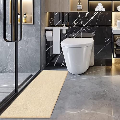 godehone Shower Mats Non Slip Without Suction Cups, PVC Loofah Bathroom Mats, Loofah Mats for Shower and Bathroom, Quick Drying, 17.1× 59 Inch, Beige - color: Beige, size: 59" x 17.1" (Rectangular)