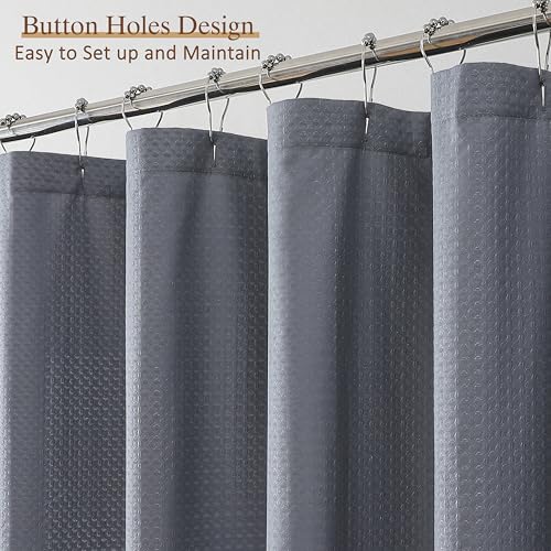 Grey Fabric Shower Curtain 78 Inch Length 1 Piece, Embossed Textured Waffle Cloth Shower Curtains for Bathroom Modern Hotel Spa, Water Resistant Machine Washable, 72Wx78L Inches - color: Grey, size: 72"W x 78"L (Pack of 1)