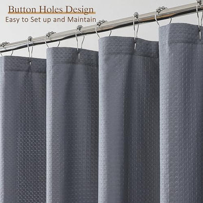 Grey Fabric Shower Curtain 78 Inch Length 1 Piece, Embossed Textured Waffle Cloth Shower Curtains for Bathroom Modern Hotel Spa, Water Resistant Machine Washable, 72Wx78L Inches - color: Grey, size: 72"W x 78"L (Pack of 1)