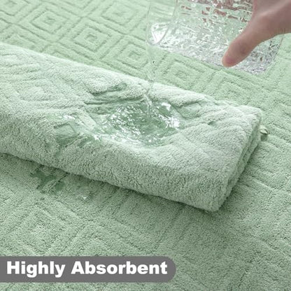 Smuge 18-Piece Bath Towel Set, Include 6 Bath Towel Sheets, 6 Hand Towels and 6 Washcloths - Highly Absorbent Quick Dry 100% Microfiber,Ultra Soft Bathroom Towel Set (Light Green) - color: Light Green, size: 18 Pcs Bath Towel Set
