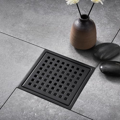 6 in. x 6 in. Stainless Steel Square Shower Floor Drain in Matte Black, FD01-6-TM - color: Matte Black